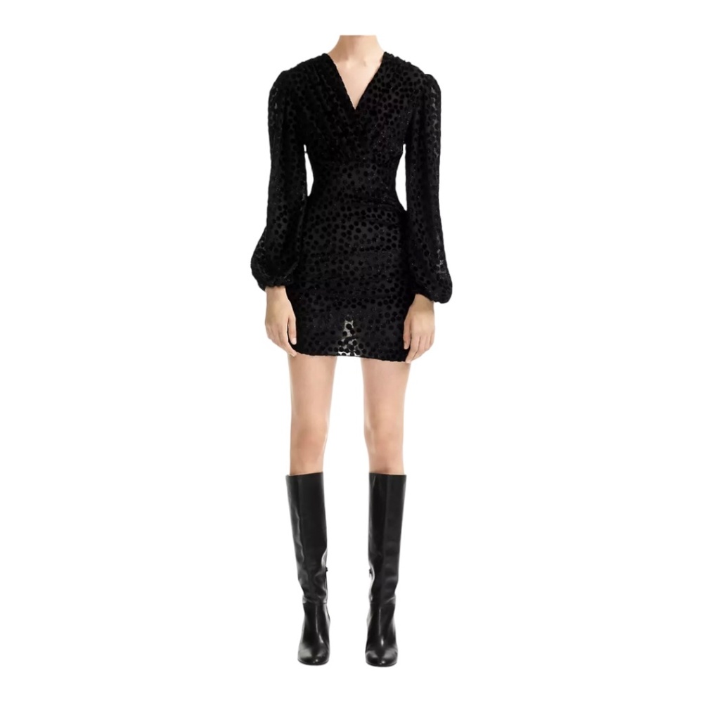 Maje Reine Burnout Polka Dot Mini Dress